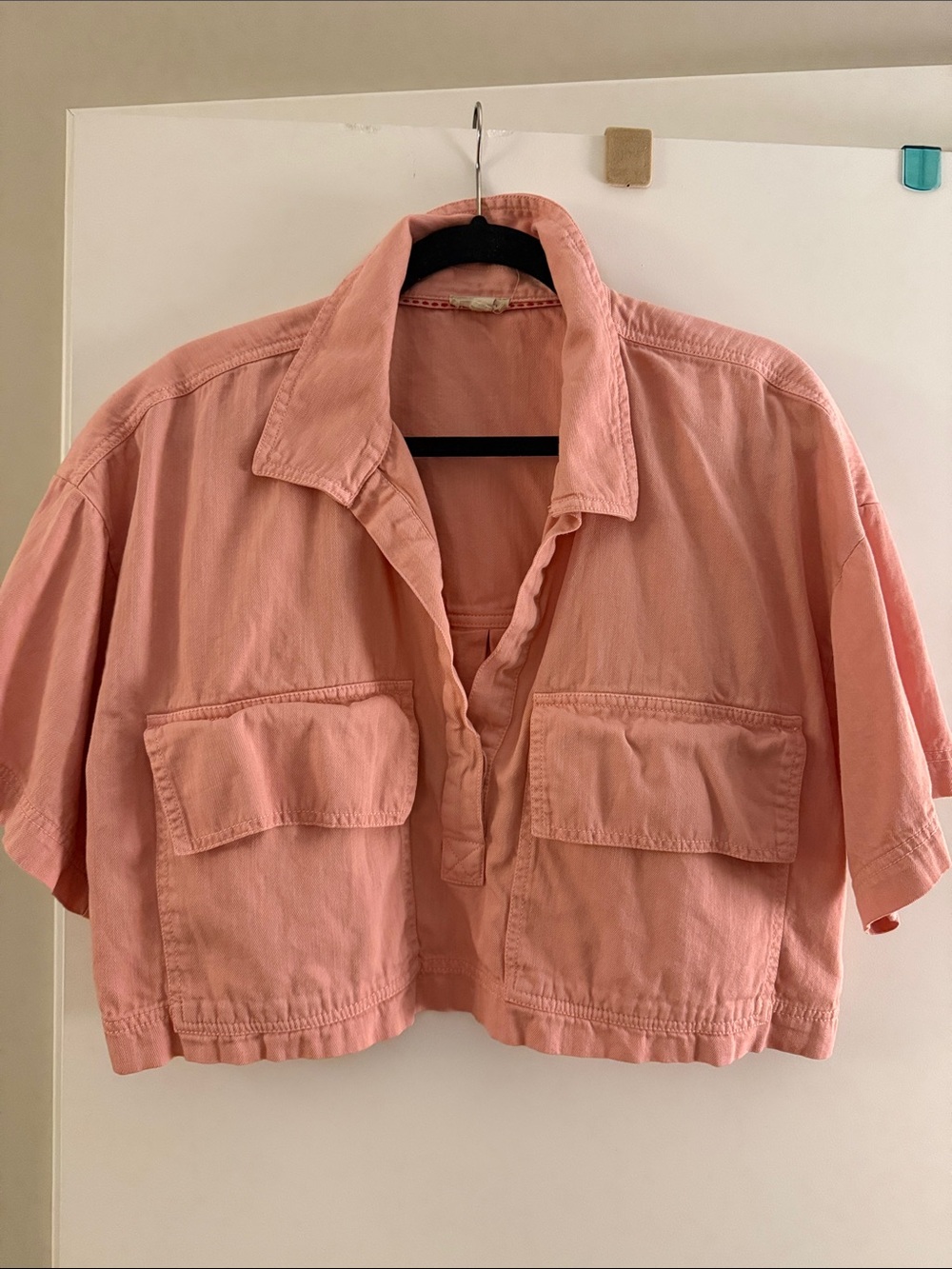 Pilcro Cropped Pink Shirt